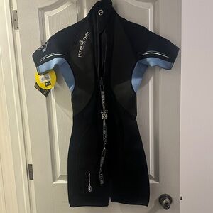 Women's Black and Light Blue wet suit